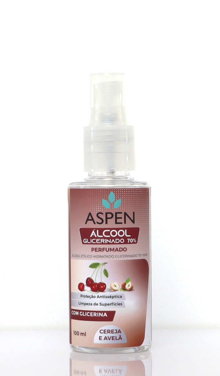 Álcool Glicerinado 70% – Cereja e Avelã – Spray 100 ml – Aspen  Especialidades